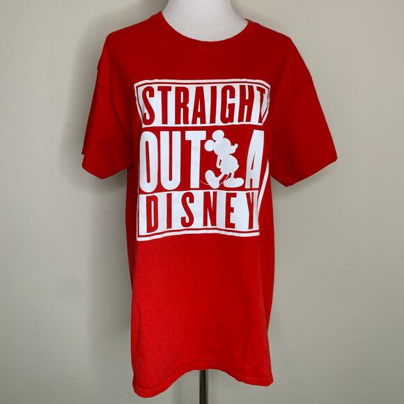 Red Straight Outa Disney T Shirt Sz Large 100% cotton - Picture 1 of 9